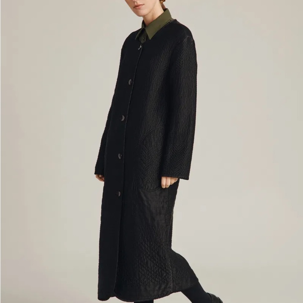 Ghost London Harlow Quilted Coat. Midi length.